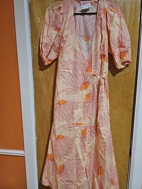 kate spade Peach and Orange Floral Wrap Maxi Dress